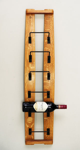 Oak stave wall mounted 6 bottle wine rack