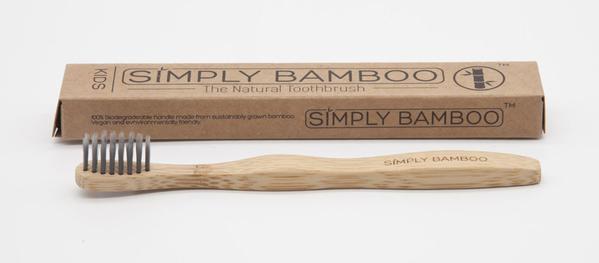 This is a bamboo toothbrush for kids. It’s made with biodegradable bristles. 