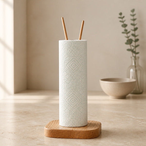 Oak tea towel/toilet roll holder