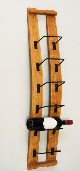 Oak stave wall mounted 6 bottle wine rack