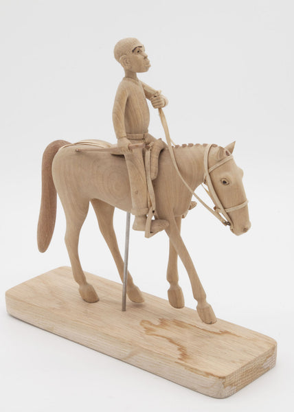 Horse and Rider Carving on stand